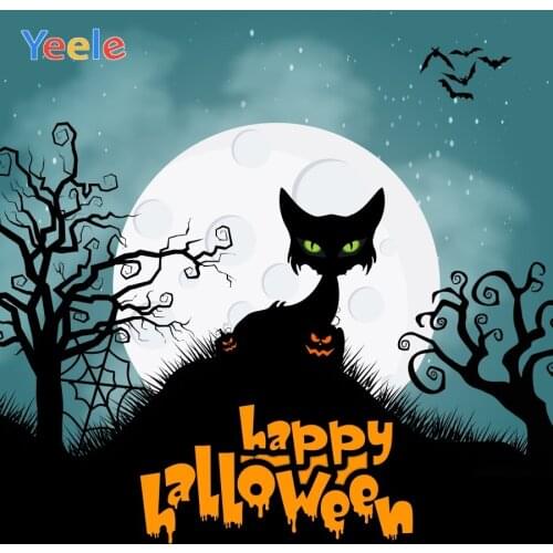 Yeele Haloween Party Punpkin Lantern Cat Branch Photography Backdrops Personalized Photographic Backgrounds For Photo Studio