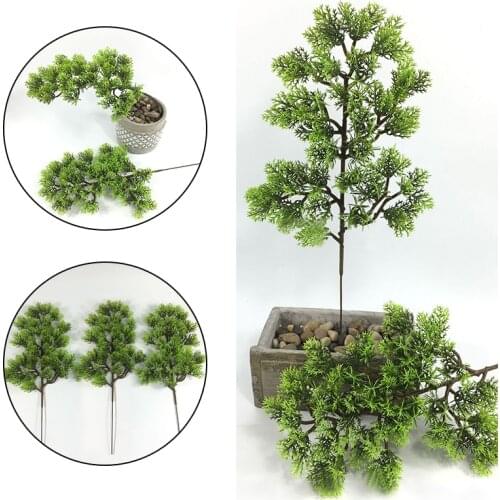 1Pc Plastic Fake Artificial Pine Cypress Branch Plant Bonsai Garden Home Office Decoration Artificial Pine Flowers Tree