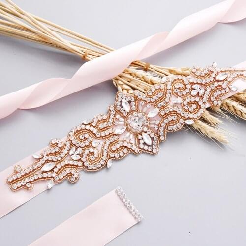Handmade Exquisite Rose Gold Wedding Belt Rhinestone Fashion Belt Bridesmaid Dress Belts Diamond Belts For Women Bridal Belt