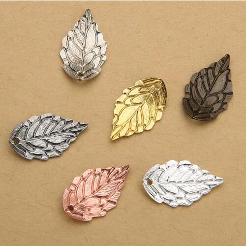 50pcs/lot Gold Silver Color 10*18mm Copper Leaf Bead Caps Leave Filigree Loose Spacer Bead End Caps For DIY Jewelry Making