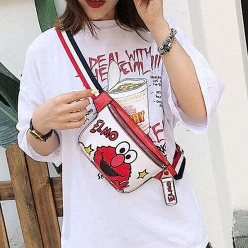 New Waist Bag For Women Leather Fanny Pack Chest Bags Female Belt Bags High Capacity Sesame Street Banana Bags Waist pack Purse