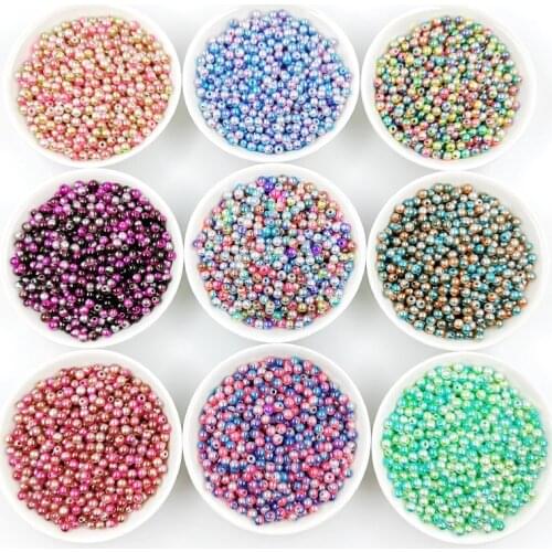 3mm 1000pcs Multi Colors Pearl Beads Acrylic Spacer Ball Round Beads Fit for Making Earring Necklace Bracelet Handmade DIY