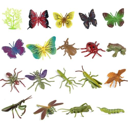Insect Simulation Animal Model Halloween Funny Toy Mantis Spider Dragonfly Butterfly Ant PVC Action Figures Miniature Kids Toys