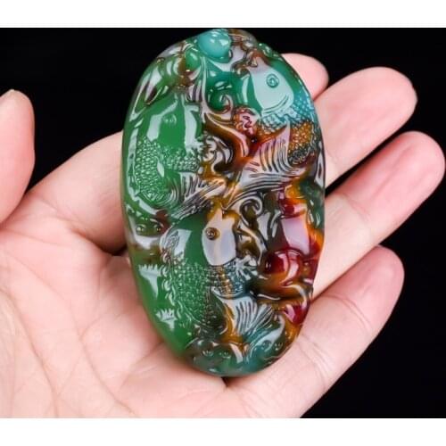 Natural colorful green jade pendant hand-carved fish jade pendants brand men women necklaces jadeite jade jewelry jade necklace