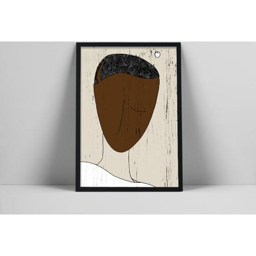African ethno male portrait, Abstract Black Man Portrait, Modern African American Artwork, Contemporary poster,orary poster, Mi