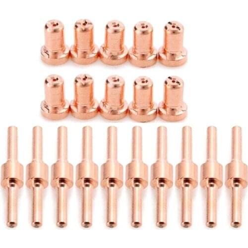62KC 20pcs Red Copper Extended Long Plasma Cutter Tip Electrodes&Nozzles Kit Mayitr Consumable For PT31 LG40 40A Cutting