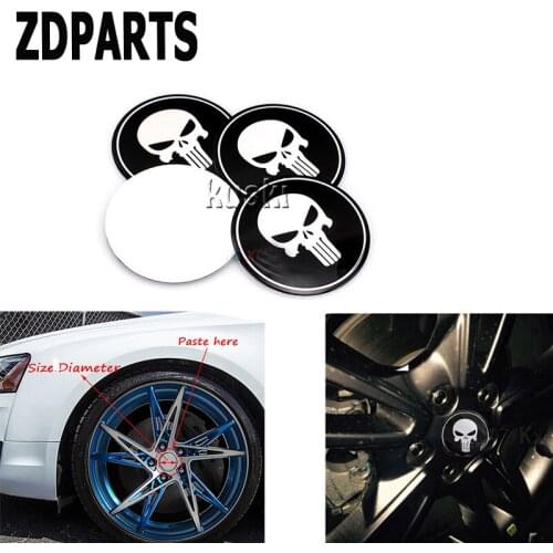 ZDPARTS Car Skull Tire Wheel Center Hub Caps Cover Stickers For Hyundai i30 ix35 ix25 Solaris Tucson 2017 Mazda 3 6 cx-5 Subaru