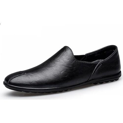 2021 New Comfortable Slip On Men Loafers Breathable Casual Leather Shoe Men Flats Hot Sale Soft Driving Shoes Moccasins