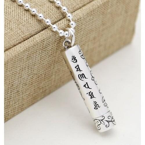 NEW! 925 silver Tibetan OM Mani Padme Hum pendant Tibetan Six Proverb Words Pendant Buddhist Symbols Pendant