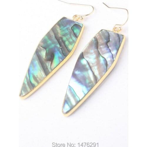 New Abalone Shell Shield Shape Hook Dangle Earrings 1Pair
