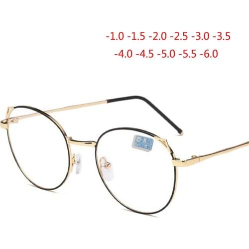 Cat Eye Myopia Eyeglasses For Women And Men Retro Blue Film Coating Finished Myopia Glasses Prescription -1.0 -1.5 -2.0 To -6.0