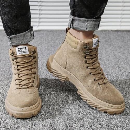 Autumn High Quality Leather Boots Male Casual Ankle Boots Cowboy Boots Mens Lace-Up Basic Tooling Shoes Men Sapatos Para Hombre