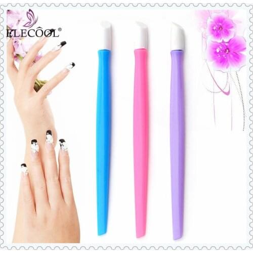 ELECOOL 2pc/lot Random Color Nail Stick Cuticle Pusher Remover Manicure Stick Nail Art Care Tools Angled Wood Cuticle Pusher