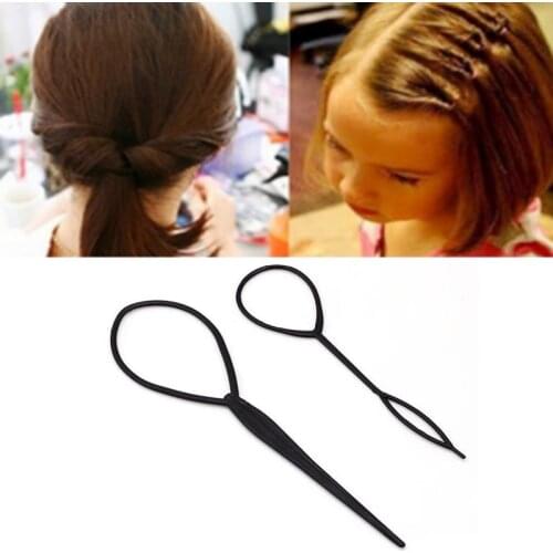 Plastic Hair Loop Styling Tool Magic Topsy Tail Hair Braid Ponytail Styling Clip Bun Maker For Girls Hairstyles