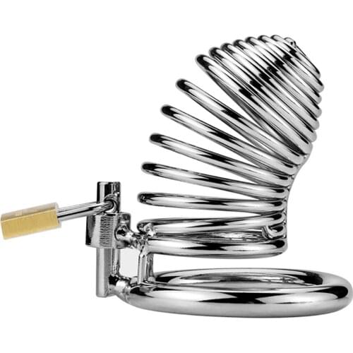 Fully Restraint Male Stainless Steel Chastity Device Belt Bird Metal Cage Penis Lock Cock Cage Restraint Ring Sex Toys For Men
