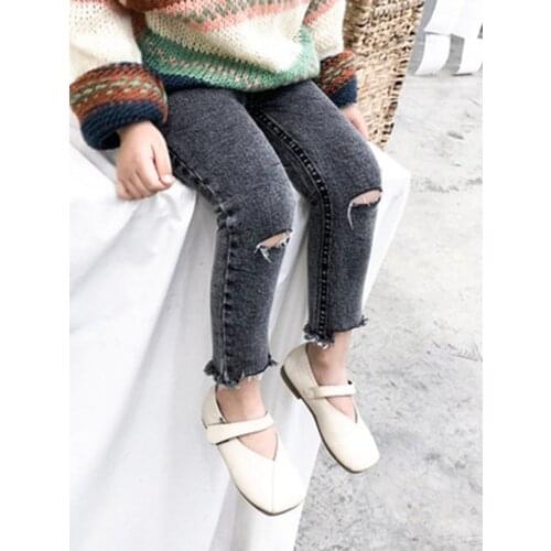 Girls Boy Ripped Jeans Spring and Autumn New Style Korean Childrens Baby Hole Pants Loose Casual Trousers