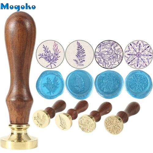 Mogoko 1x Wax Seal Stamp Retro Wood Classic Sealing Wax Seal Stamps Card/Envelope Decor Antique Wax Stamp Rosemary/Leaf/Leaves