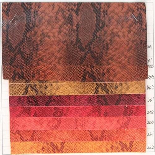 High quality 6P environmental protection PU leather flower snake embossed leather material faux leather fabric wholesale