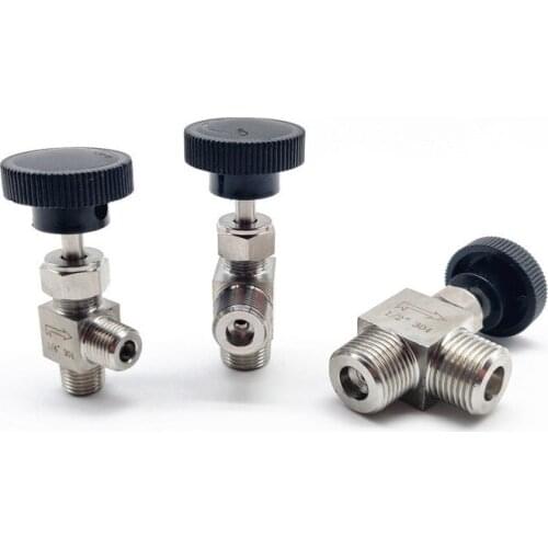 304 Stainless Steel 1/8" 1/4" 3/8" 1/2" BSP Male Thread Pipe Fitting Right Angle High Pressure Shut Off Needle Valve
