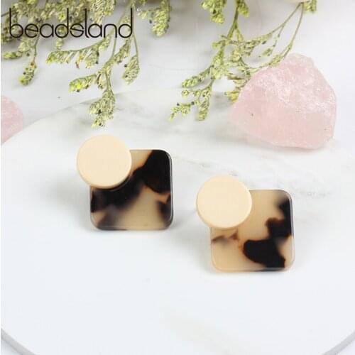 Beadsland Acetic Acrylic Square with Round Shapped Stud Earrings Fashion Elegent Design Women Girl Gift 38731