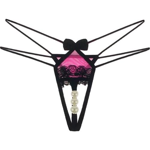 Women Sexy Lingerie Open Crotch Erotic Panties Crotchless Underwear Transparent Porn Strappy Cute G-string Thongs with Pearl