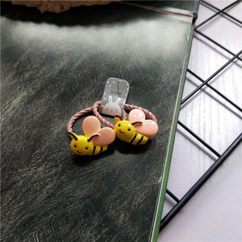 2PCS New Cute Elephant Bee Kids Elastic Hair Bands Children Ropes Cartoon Girls Accessories Baby Headdress Princess Headwear