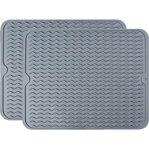 2 Pieces of Silicone Dish Drying Mats, Environmentally Friendly Heat-Resistant Mats, Suitable for Kitchen Counters