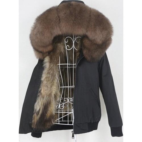 2020 Waterproof Bomber Parka Real Fox Fur Coat Natural Fur Collar Hood Winter Jacket Women Thick Warm Outrwear Streetwear New