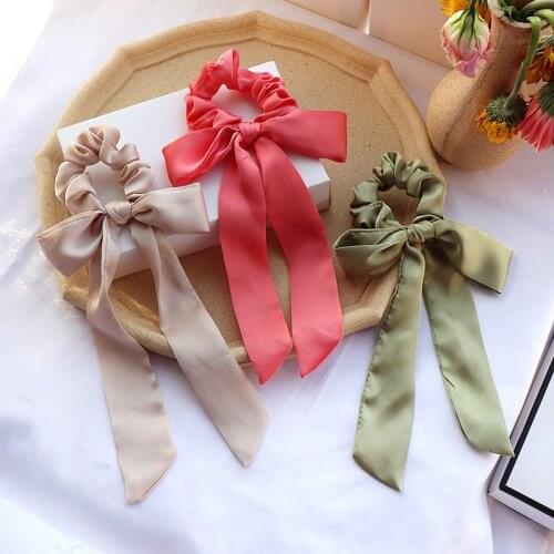 2021 Fashion Big Bow Ribbon Scrunchies Hair Accessories For Women Hair Bands Elastic Rubber Hair Tie for Ponytail Holder