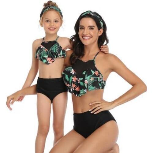 Family Matching Swimwear Mommy And Me Clothes Mother Daughter Swimsuit One Piece Women Girl Bathing Swimming Suit Bikini Mayo