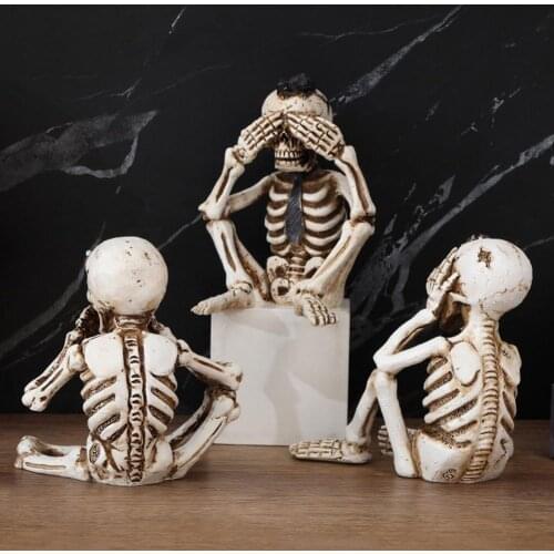 3 PCS Resin Skeleton Ghost Realistic Shape Abstract Ornaments Halloween Realistic Props Best Novelty Gifts Decoration Accessory