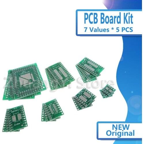 35pcs=7value*5pcs PCB Board Kit SMD Turn To DIP SOP MSOP SSOP TSSOP SOT23 8 10 14 16 20 24 28 SMT To DIP