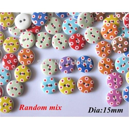 50 pcs/lot Random Mixed Polka Dot Wooded Buttons loose botoes Scrapbooking Jewelry Findings Garment Accessory accessories