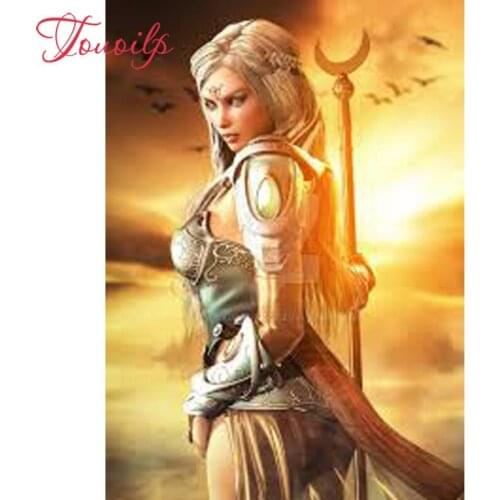 TOUOILP pretty girl Sunset girl diamond painting cross stitch round Rhinestones embroidery plastic craftsFull diamond painting