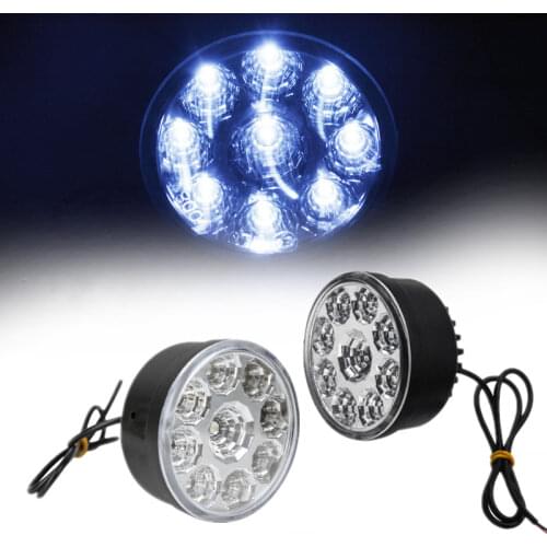 Car Lights Universal Driving Fog 9 LED Running Lamps Auto Outdoor Waterproof Daytime Round Decoration Personalise Accessories