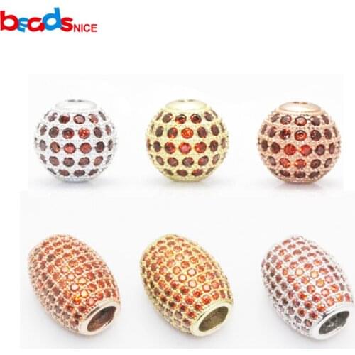 Beadsnice Micro Pave CZ Beads 925 Beadsnice 925 Sterling Silver Round Beads Jewelry Spacer Beads for Bracelet Making ID 25038