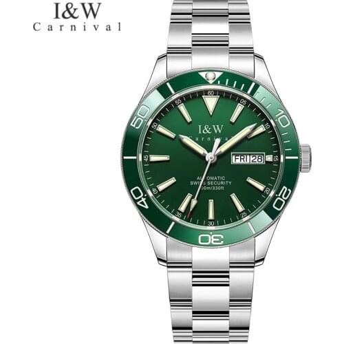 Relogio Masculino Carnival Brand Luxury Automatic Watch Men Fashion Luminous Waterproof 100M Diving Mechanical Wristwatches 2021