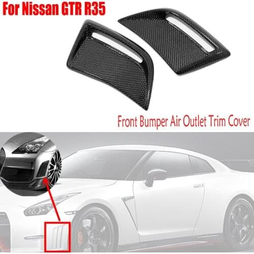 For Nissan GTR R35 2008-2016 2015 Real Carbon Fiber Car Styling Front Bumper Side Air Vent Intake Trim