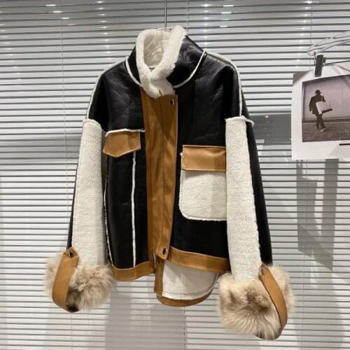 DEAT Women's Leather Jackets With Fur