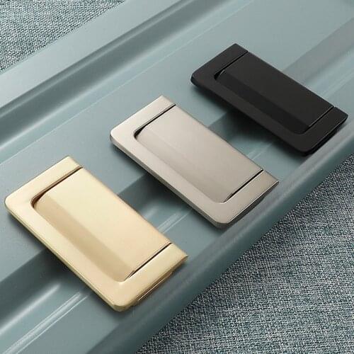Cabinet Door Drawer Concealed Buckle Handle Invisible Cabinet Door Handle Surface Mounted Simple Non-perforated Black Hardware
