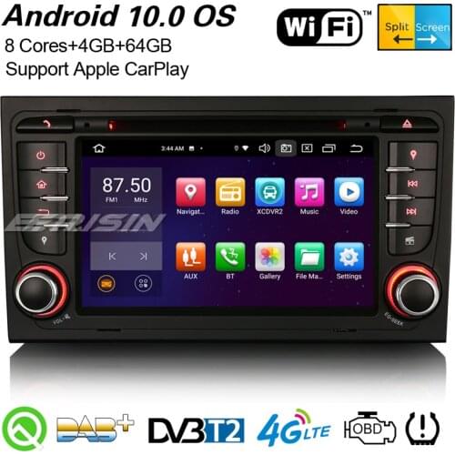 Erisin Android 10.0 Car Stereo Carplay DSP DAB+ GPS WiFi Bluetooth TPMS OBD2 DVB-T2 Navi For Audi A4 S4 RS4 RNS-E SEAT EXEO 8178