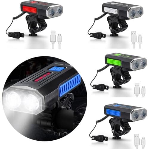 2-in-1 Bicycle Horn Headlight High Lumen 360 Degree Rotating Bracket USB Charging Light Bike Lamp Riding Equipment