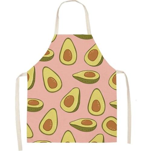 Fruit Avocado Tropical Print Cotton Linen Apron Kitchen Women Roasted Waist Bib Home Cooking Sleeveless Apron Chef Apron