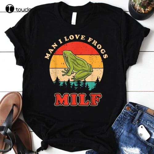 Milf Man I Love Frogs Funny Retro Frog Gift Unisex T-Shirt Vintage T Shirts For Men Cotton Tee Shirts S-5Xl Unisex