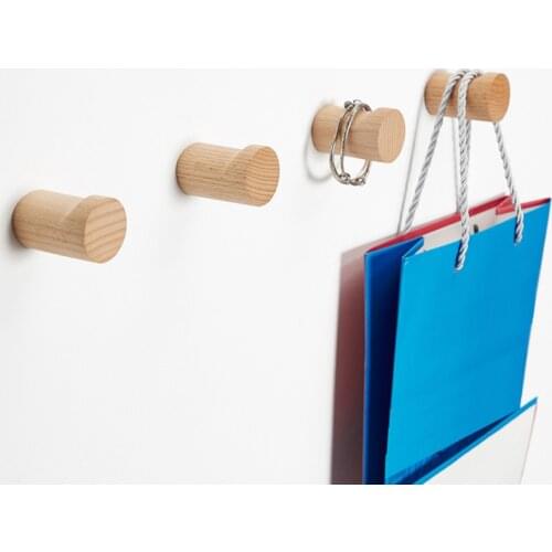 Natural Living Modern Hooks Minimalist Black Walnut Wood Beech Wooden Coat Hook Closet Towel Hanger Wall Key Holder Home Decor