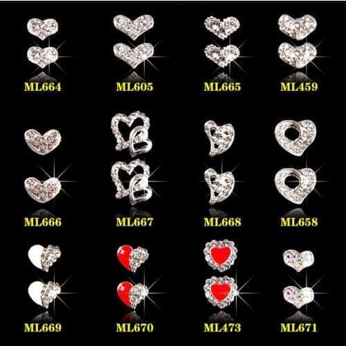 Hot selling style 10pcs Nail rhinestone Heart shape Alloy nail accessories Imbue Diamond nail jewelry crystal nail art