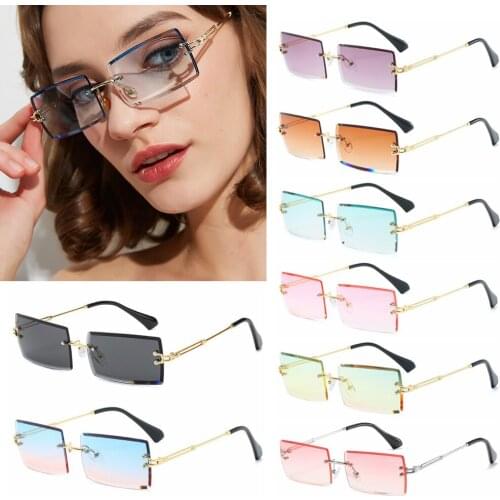 Fashion Traveling Rimless Rectangle Mountaineering Sunglasses Women Men Shades Alloy Glasses UV400 Eyewear Gold Brown Shades