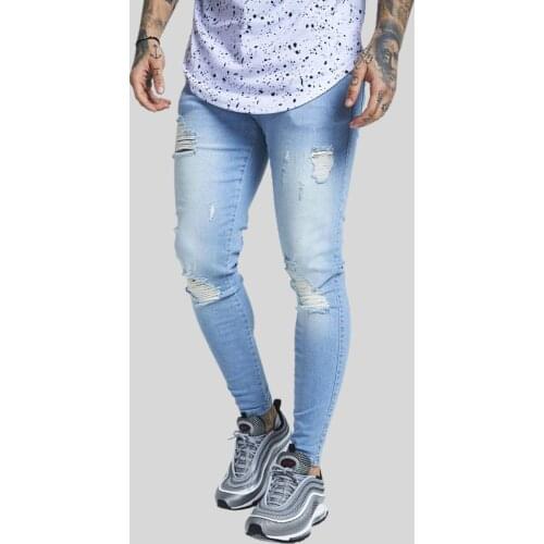 SikSilk Distressed Light Blue Mens Jeans