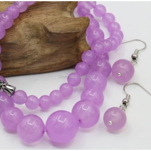 6-14mm Purple Alexandrite Crystal Lucky Stone Tower Necklace Chain Earring Sets Jewelry Sets 18inch Jewelry Gifts Accessories