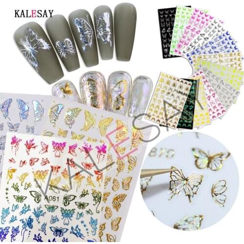 Nail Decal Sticker Decoration Laser Gold Silver Nail Stickers Glow Dark Manicure Design Butterfly Sticker for Nails Accesoires